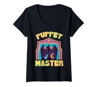 Women's Puppet Master Funny Puppeteer Ventriloquist Control Humor V-Neck T-Shirt