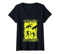 Women's Puppet Master Puppets Puppeteer Marionette Controller Humor V-Neck T-Shirt