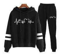 Women's Puppy Dog Paw 3D Print Hoodie Joggers Pants 2 Pieces Tracksuit Set Casual Outfit with Pockets