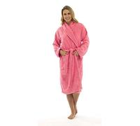 Womens Pure 100% Cotton Luxury Terry Towelling Bath Robes Dressing Gowns Housecoat + Belts Pockets Nightwear Loungewear Ladies Girls Pink Size UK 10-12