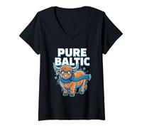 Women's Pure Baltic Funny Highland Cow Winter Cold Scotland V-Neck T-Shirt