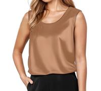 Women's Pure Colour Silk Tank Top with Crew Neck Wise Blouse Women's 44, khaki, M
