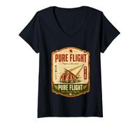 Women's Pure Flight Hermit Crab Paper Airplane Retro Shell V-Neck T-Shirt