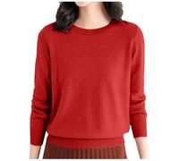 Women's Pure Plus Size Cashmere Sweaters Ladies Crew Neck Wool Blend Jumpers Casual Basic Long Sleeve Pullover Sweater Tops Classic-Fit Blouse Knitwear Thick Loose Casual Jumpers Autumn Winter Outfits
