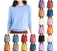 Women's Pure Plus Size Cashmere Sweaters Ladies Crew Neck Wool Blend Jumpers Casual Basic Long Sleeve Pullover Sweater Tops Classic-Fit Blouse Knitwear Thick Loose Casual Jumpers Autumn Winter Outfits