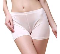 Women's Pure Silk Knit Boyshorts Under Panties 2301 [USM,Flesh]