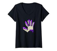 Womens Purple Color Locked-in Purple Graphic V-Neck T-Shirt