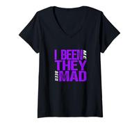 Women's Purple Color They Mad I Been Me Purple Graphic V-Neck T-Shirt