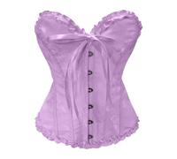Womens Purple Corset Women Plus Size Corset Tops Boned Overbust Dress Bustier Top Floral Lace Up Shapewear Retro Plus Size Bodyshaper Gothic Ruffle Trim Buckle Bow Waist Push Up Bodysuit Costume