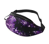 Women's Purple Glitter Printed Personalized Waist Bag, Lightweight and Versatile Crossbody Bag for Everyday and Outdoor Adventures