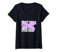 Womens Purple Not Over Here Purple Graphic V-Neck T-Shirt
