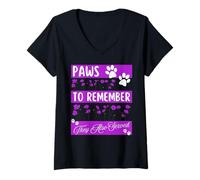 Womens Purple Poppy War Animals - Paws To Remember V-Neck T-Shirt