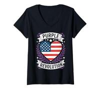 Womens Purple Revolution Blue Dems Red Reps Coming Together Trend V-Neck T-Shirt