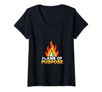 Women's Purpose Driven Motivation Fire Energy Mindset Design V-Neck T-Shirt