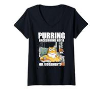 Womens Purring background noise or judgement? V-Neck T-Shirt