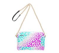 Womens Purse Cross Body Bags Phone Purse Cute PU Leather Shoulder Bag with Chain Strap Gradient Blue Pink Purple Leopard