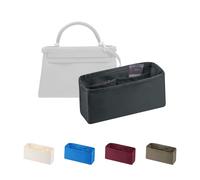 Women's Purse Organizer Insert - Satin & Lightweight Fabric with Inside Pockets, Portable for Commute, Travel, Shopping, and Evening, Multicolor Options, Fits for Kelly 25(Grismeyer, KL25 Retourné)
