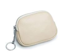 Women's Purse Ultra Thin Coin Purse Small Mini Simple Soft Leather Zip Key Bag(Milkshake White)