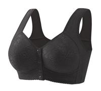 Women's Push up Bras UK Plus Size Womens Sexy Lace Frongt Button Shaping Oversized Cup Wide Strap Bra Wireless Cotton Backless No Underwire Everyday Black Size 38