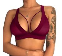 Women's Push Up Lace Bra Women Sexy Lace Bras Comfort Everyday Bra Unlined Underwire Everyday Underwire Non Padded Bralette Sexy Women's See Through Mesh Balconette Bras for Women (Burgundy, S-M)