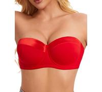Women's Push up Strapless Bra with Clear Straps for Big Bust, Never Move During Party Band Size(34-48) Cup B/C/D/DD/DDD/G, Red, 38DD