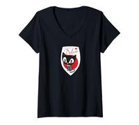 Women's Pussy Deluxe Shield Pink Star Eyes Cat V-Neck T-Shirt