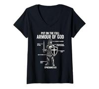 Womens put on the whole armor of god christian Ephesians 6:13 Jesus V-Neck T-Shirt
