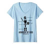 Womens put on the whole armor of god christian Faith bible Believer V-Neck T-Shirt