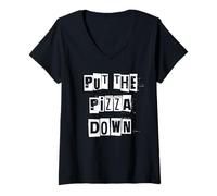 Women's Put The Pizza Down Funny Diet Advice V-Neck T-Shirt