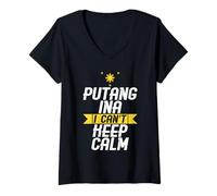 Womens Putang Ina I Cant Keep Calm Tagalog Philippines Funny V-Neck T-Shirt