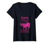 Womens Pygmy Hippo Cute Encyclopedia Vintage Zoology V-Neck T-Shirt
