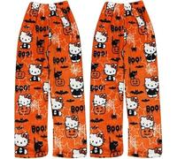 Womens Pyjama Bottoms 2 Pack - Pyjama Bottoms Womens Fluffy Flannel Y2K Baggy Anime Cartoon Kawaii Long Pyjama Bottoms Soft Comfortable Casual Pajamas Sleep Pants for Christmas and Halloween