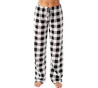Women's Pyjama Bottoms Cotton Checked Flannel Lounge Pants Pj Bottoms Ultra Soft Pjs Trousers Pyjamas for Women Loungewear Nightwear Womens Pjs Womens Pj Set Black