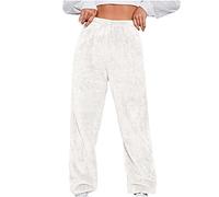 Womens Pyjama Bottoms Fleece Lounge Pants Plush Fluffy Pants Solid Color Soft Winter Warm Jog Pants Cute Sleepwear Bottoms Plush Teddy Fur Loose Trousers Yoga Sweatpants,22 White,4XL