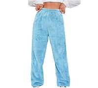 Womens Pyjama Bottoms Fleece Lounge Pants Plush Fluffy Pants Solid Color Soft Winter Warm Jog Pants Cute Sleepwear Bottoms Plush Teddy Fur Loose Trousers Yoga Sweatpants,22 Blue,L