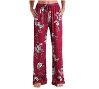 Women's Pyjama Bottoms Floral Printed Pajamas Pants Wide Legs Sleeping Lounge Trouser with Pockets Y2K Matching Pjs Pants Sleepwear Nightwear Ladies Cotton Loungewear Trousers for All Seasons