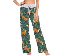 Women's Pyjama Bottoms Forest Wildlife Foxes Drawstring Wide Leg Joggers Trousers Pjs Yoga Pants S