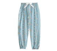 Women's Pyjama Bottoms Sleep Pajama Bottoms Women's Comfy Stretch Drawstring Long Wide Leg Pants Sleep Trousers Casual Pajama Trousers Drawstring Print Pj Women's Pajama Pants (Sky Blue, One Size)