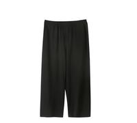 Women's Pyjama Bottoms Summer Soft Wide Leg Capri Lounge Pants Stretch Sleepwear Plain Cotton 3/4 Trousers Nightwear Comfy Three Quarter Length Pyjamas Bottoms Elasticated Waist Sleep Pants