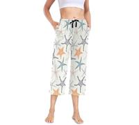 Women's Pyjama Bottoms Various Starfishes, Capri Pants Comfy Pajama Pjs Lounge Pants M