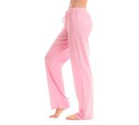 Women's Pyjama Bottoms Wide Leg Joggers for Women UK Pajama Casual Lounge Solid Color/Printed Stretch Drawstring Long Cotton Pyjamas (Pink, M)