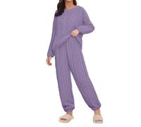 Women'S Pyjama Sets Fleece Pyjamas For Women Uk Thickened Thermal Flannel Pyjamas Stand Collar Long Sleeved Nightwear Loose Comfortable Pyjama Bottoms Solid Coloured Loungewear Autumn/Winter