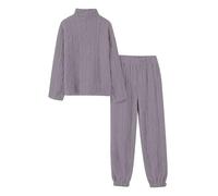 Women'S Pyjama Sets Long Sleeve Fleece - Autumn And Winter Long Sleeve Pajama Flannel - Comfy Pyjamas Set 2 Piece Nightwear Warm Pjs Sets Fleece Round Neck Warm Pajama Set Plushed Loungewear Khaki