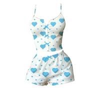 Womens Pyjama Sets Ribbed Sleeveless Cami Tops And Shorts 2 Piece Pjs Set Soft Comfy Lounge Wear Sets Cute Heart Print Pajama Ladies Sexy Lingerie Sleepwear Nightwear Casual Homewear For Everyday