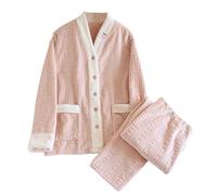 Womens Pyjama Sets Sleepwear Pajamas for Women UK Fleece Fluffy Pj Bottoms Long Sleeve Button Down Top and Thermal Bottoms Pyjama Warm 2 Piece Casual Womens Loungewear Winter Nightwear Comfy Pjs