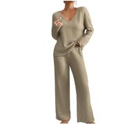 Womens Pyjama Sets Striped Pjs for Women Sets Causal Lounge Wear Long Sleeve Tops and Pyjama Trousers Soft Comfy Tracksuit Full Set Women