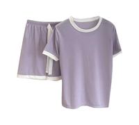 Women's Pyjama Sets Womens Nightwear 2 Piece Short Sleeve Round Neck Sets Womens 2025 Summer Classic Pajamas Ladies Basic Home Loose Casual Pajamas Sleepwear