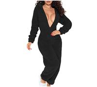 Womens Pyjamas Jumpsuits Thick Winter Warm Hooded Onesie with Butt Flap Ladies Casual Solid Color Comfy Elegant Teddy Fluffy Novelty Basic Fashion Cosy Loungewear