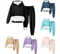 Womens Pyjamas Plush Thickened Home Wear Thermal Velvet Ladies Pjs Sportswear Women Nightwear Plus Size Pajamas Set Fleece Winter Warm Activewear Womens Pyjamas Set 2 Piece Loungewear