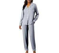 Womens Pyjamas Set Button Down Long Sleeve Warm Thick Flannel Plush Fluffy Winter Thermal Long Sleeve Jumper and Pajama Bottoms Loungewear Ladies Soft Comfy Sleepwear Nightwear